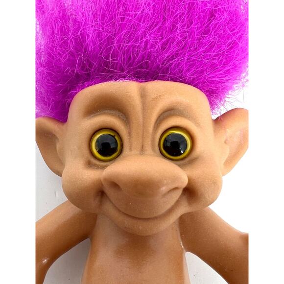 Vintage Lucky IMM Forest Troll Doll Purple Hair Brown Eyes - Picture 6 of 8
